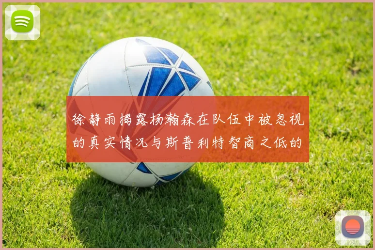 徐静雨揭露杨瀚森在队伍中被忽视的真实情况与斯普利特智商之低的尴尬真相